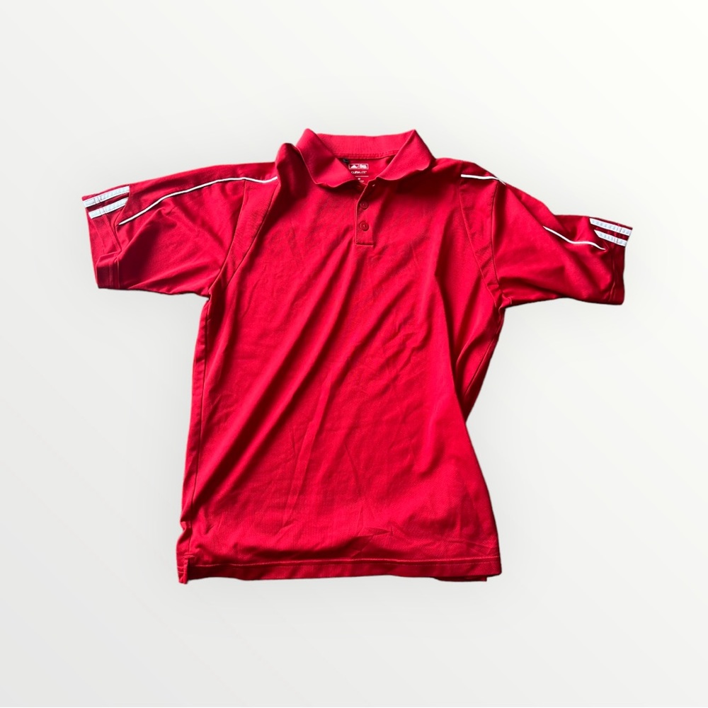 Red Adidas Climalite Short Sleeve Golf Polo Shirt. Size M